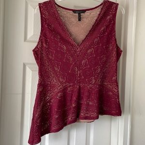 BCBG MAXAZRIA Burgundy & tan top